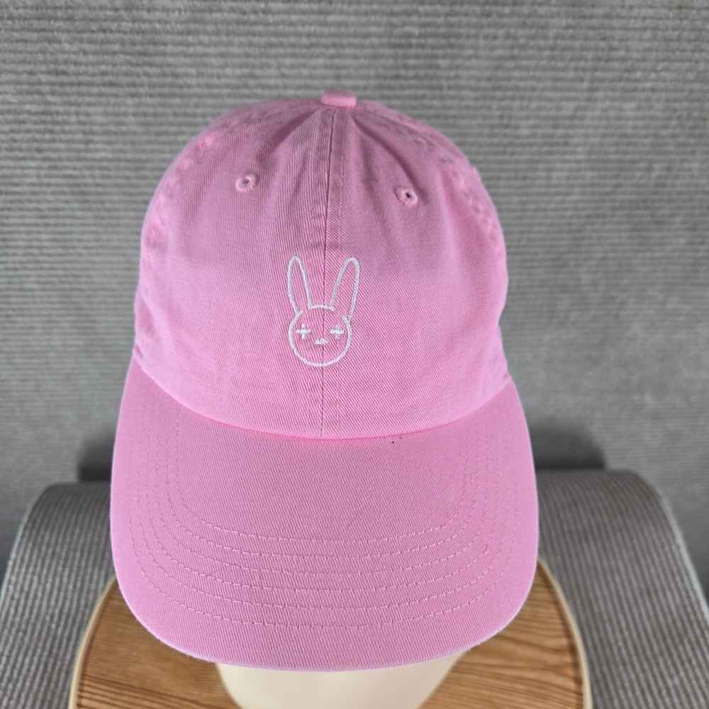 Newhattan Unisex OS Pink Bad Bunny Embroidered Logo Cotton Dad Hat Baseball Cap